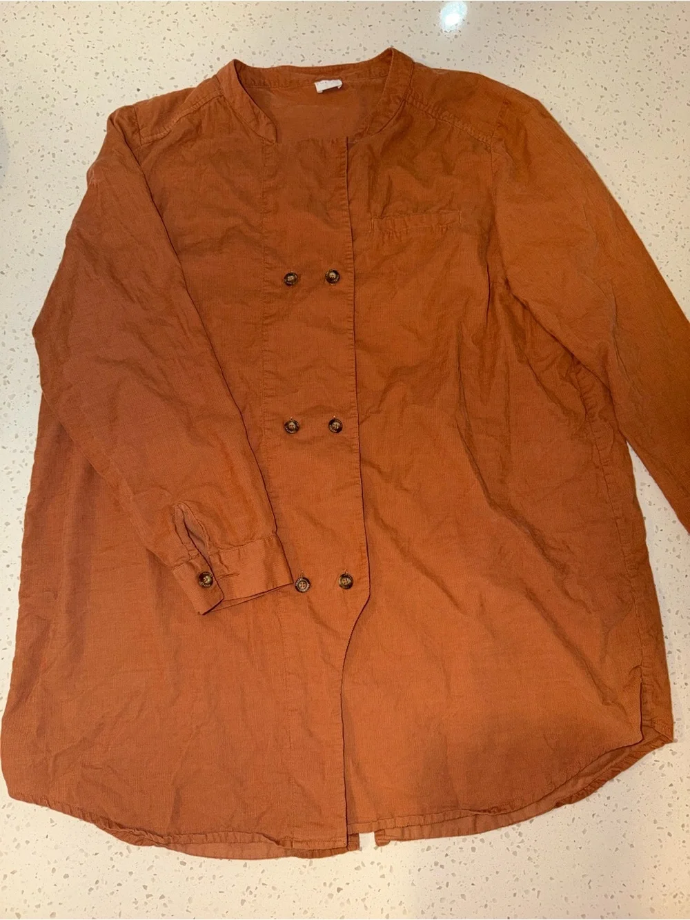 Poetry Linen Blend Button Down Shirt Size 18 Rust Orange Boho Cottagecore - Picture 2 of 6